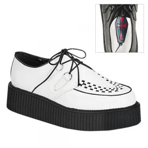 Homme Blanche Chaussures Creepers Demonia Creeper-402 - france FCE-2568334