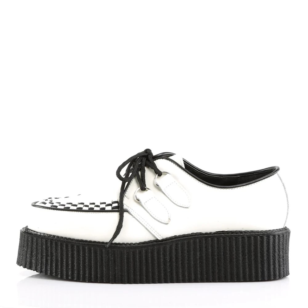 Homme Blanche Chaussures Creepers Demonia Creeper-402 - france FCE-2568334