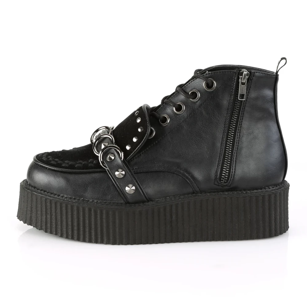 Homme Noir Chaussures Creepers Demonia V-CREEPER-555 - france KYH-4565330