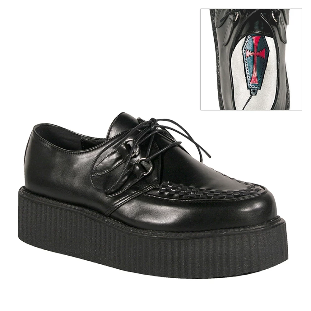 Homme Noir Chaussures Creepers Demonia V-CREEPER-502 - france WCP-7239131