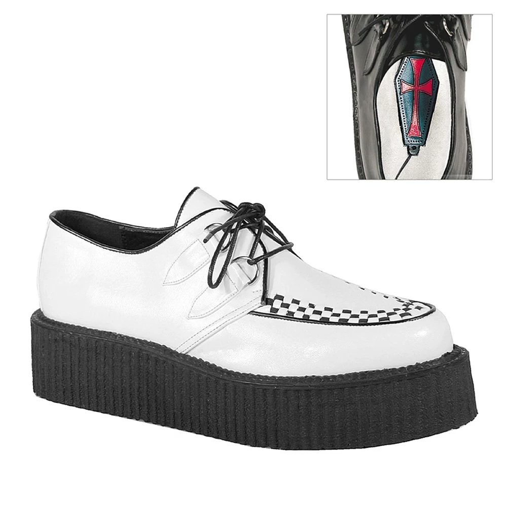 Homme Blanche Chaussures Creepers Demonia V-CREEPER-502 - france UNQ-5782438