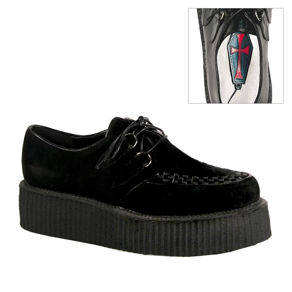 Homme Noir Chaussures Creepers Demonia V-CREEPER-502S - france RFJ-8710013