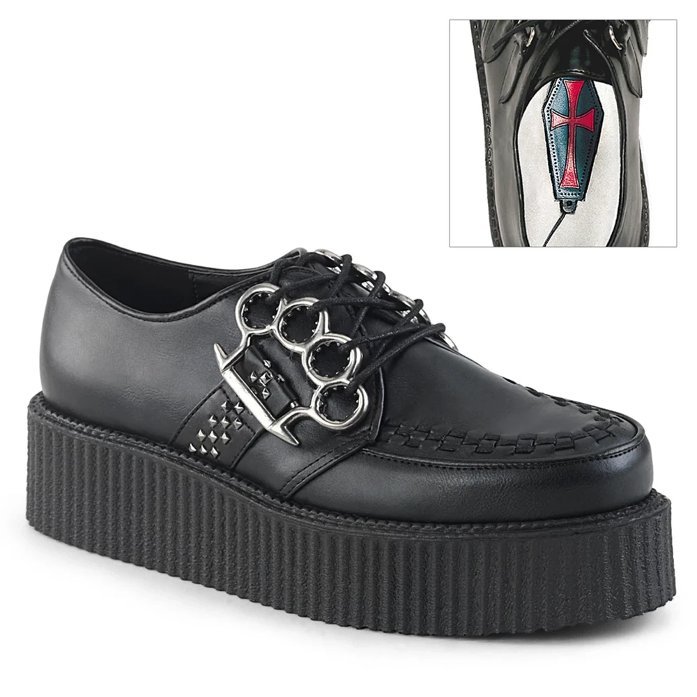 Homme Noir Chaussures Creepers Demonia V-CREEPER-516 - france GZU-4238443