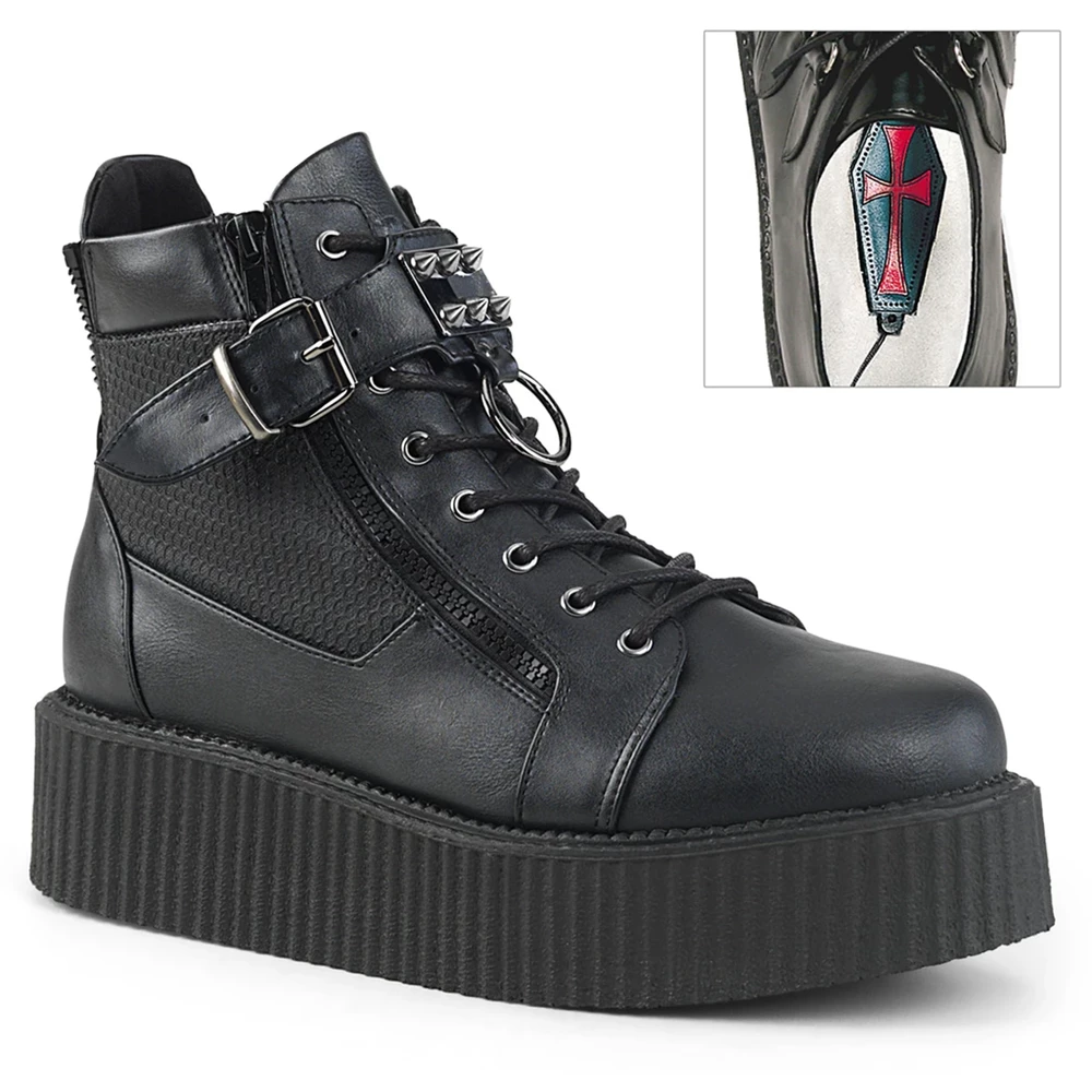 Homme Noir Chaussures Creepers Demonia V-CREEPER-566 - france RLD-9098485