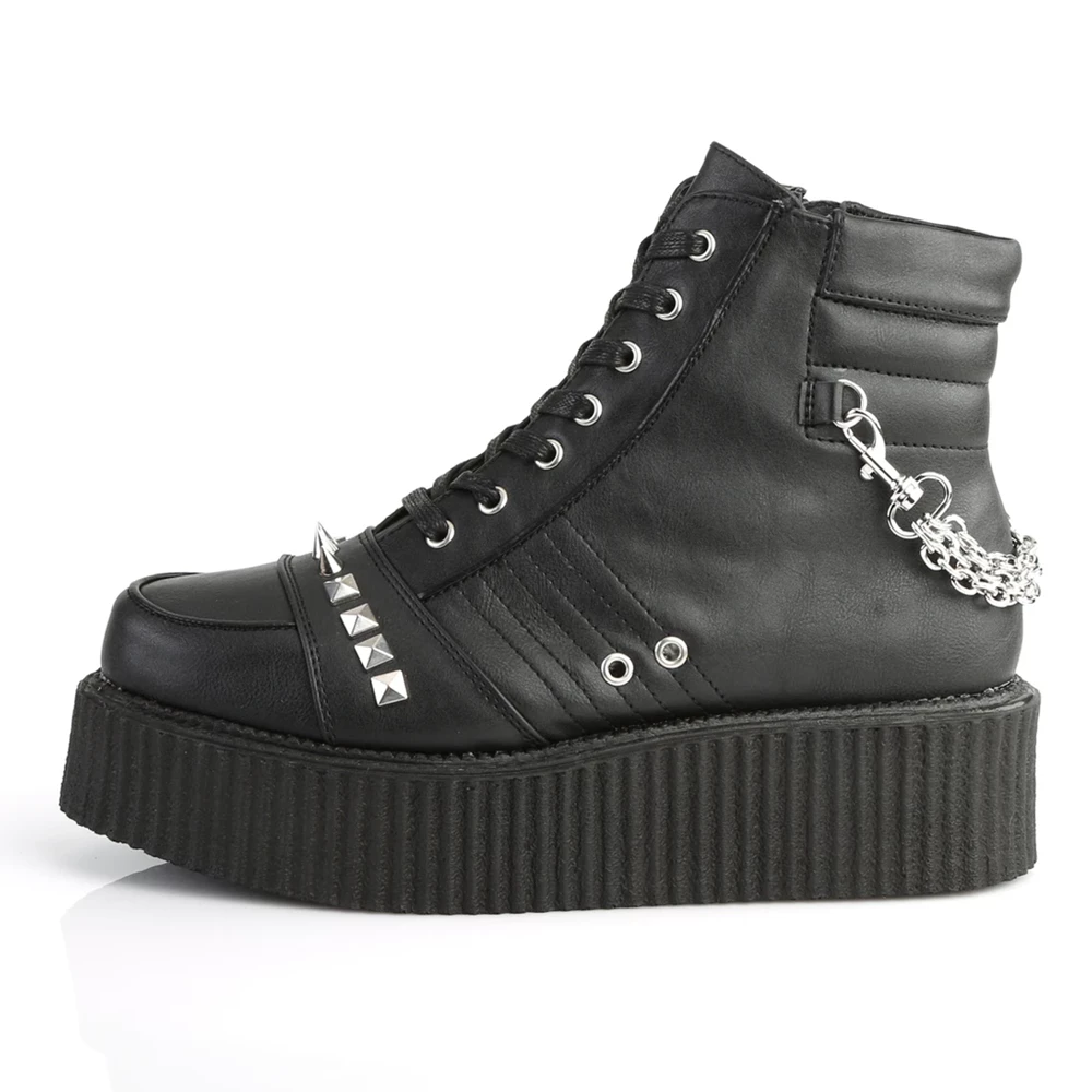 Homme Noir Chaussures Creepers Demonia V-CREEPER-565 - france UJJ-4181100