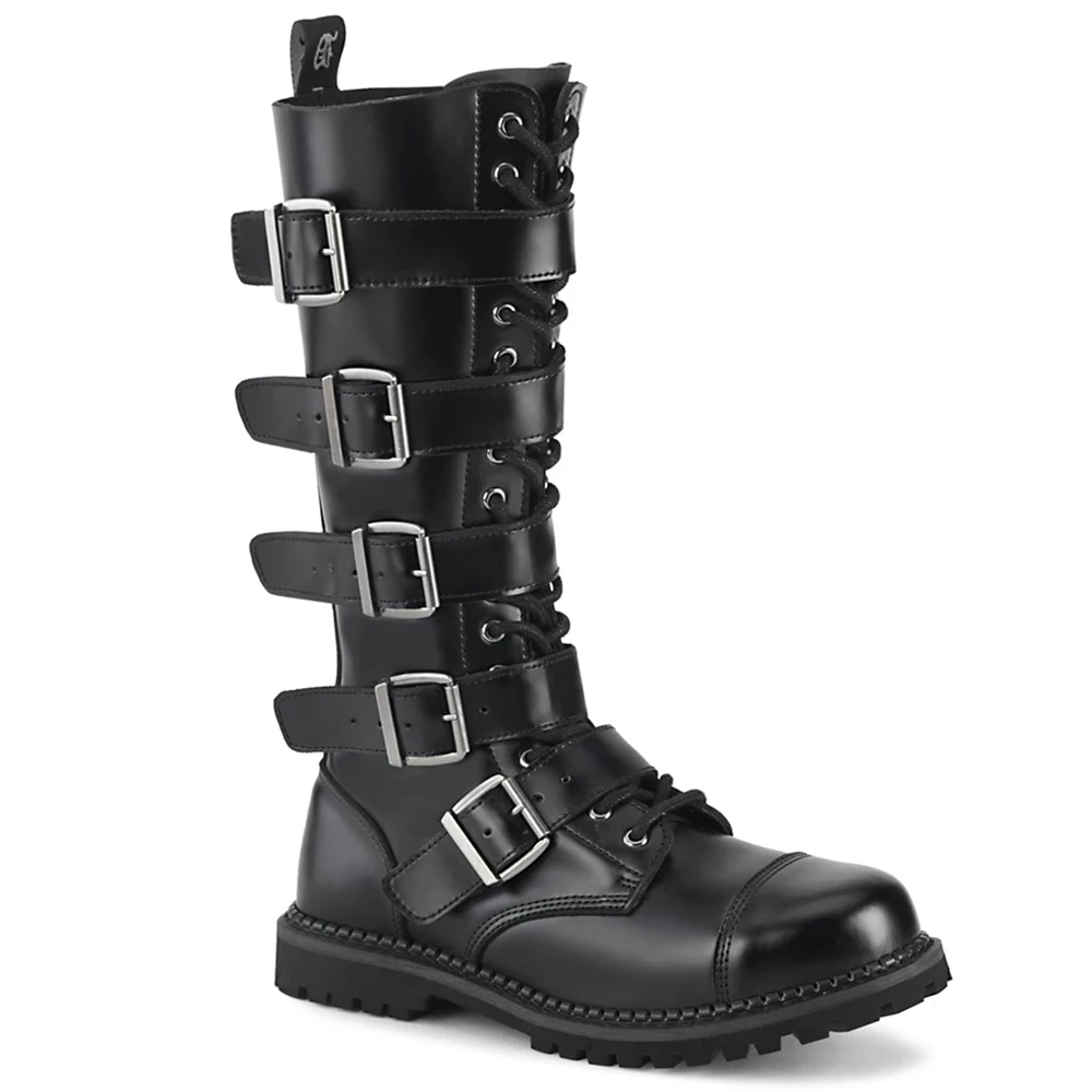 Homme Noir Bottes Hautes Demonia Riot-18BK - france GGE-8484841