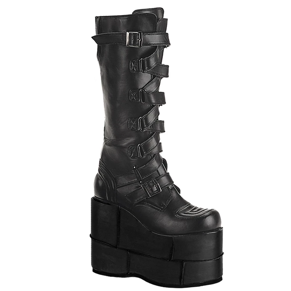 Homme Noir Bottes Hautes Demonia Stack-308 - france VLJ-5183014