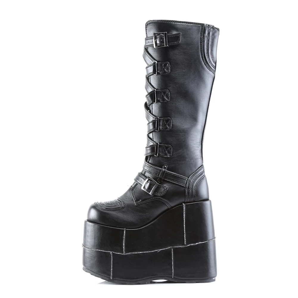 Homme Noir Bottes Hautes Demonia Stack-308 - france VLJ-5183014