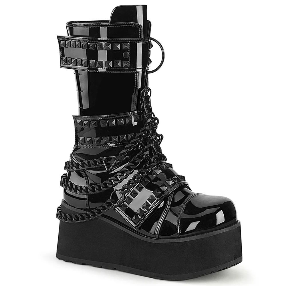 Homme Noir Chaussures Plateforme Demonia Trashville-138 - france QEQ-3499100