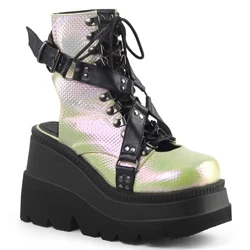 Femme Vert Bottines Demonia Shaker-56 - france NKM-2347501