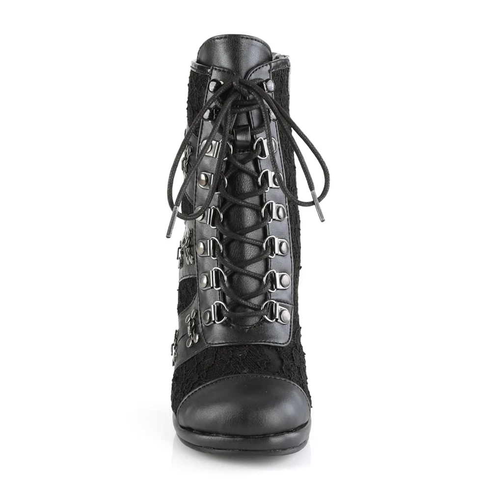 Femme Noir Bottines Demonia Glam-202 - france TAQ-9609098