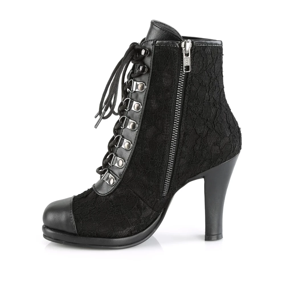 Femme Noir Bottines Demonia Glam-202 - france TAQ-9609098