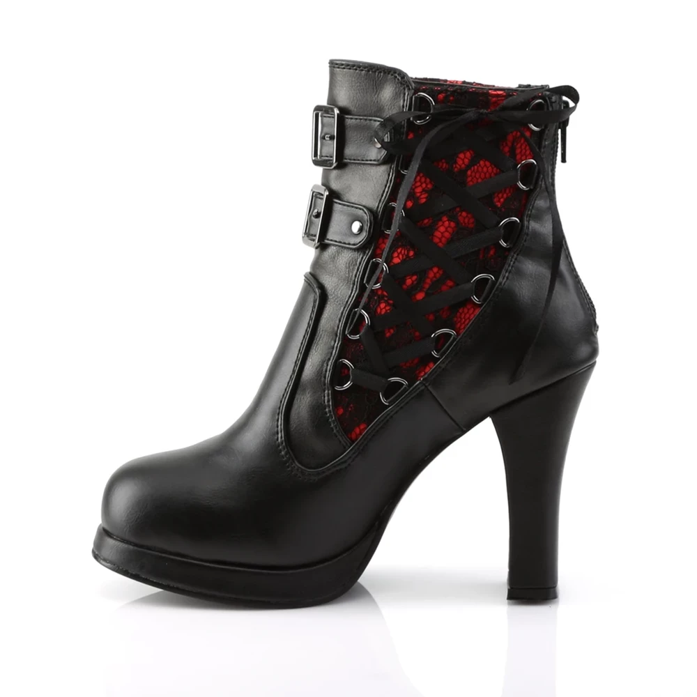 Femme Noir Rouge Bottines Demonia Crypto-51 - france MNX-1024757