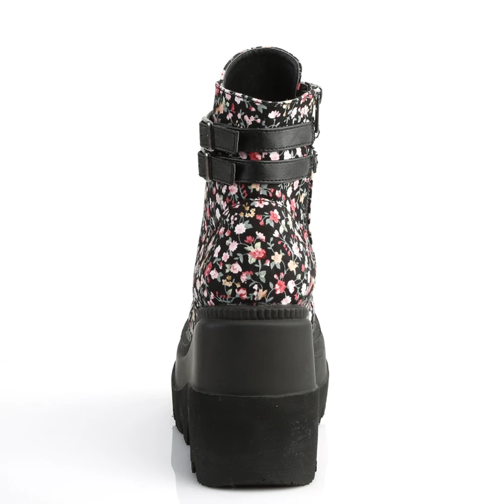 Femme Floral Fabric Bottines Demonia Shaker-52ST - france TWZ-4351202