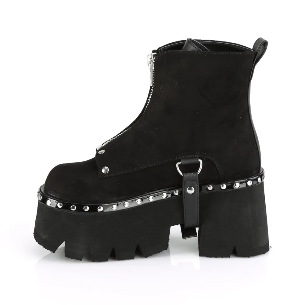 Femme Noir Bottines Demonia Ashes-100 - france GYO-0735669