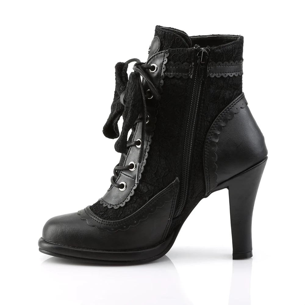 Femme Noir Bottines Demonia Glam-200 - france IRQ-4267853