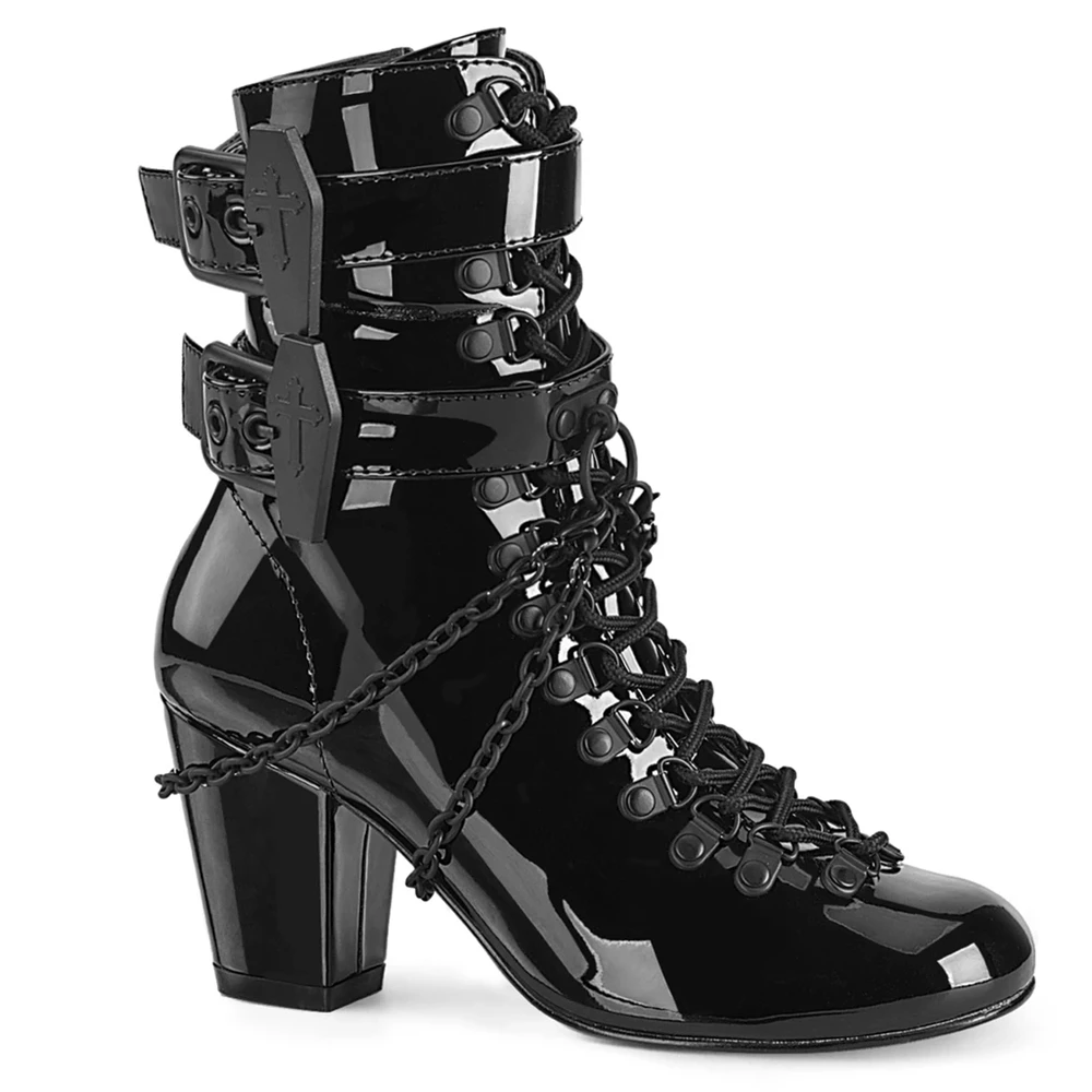 Femme Noir Bottines Demonia Vivika-128 - france FPN-2941937