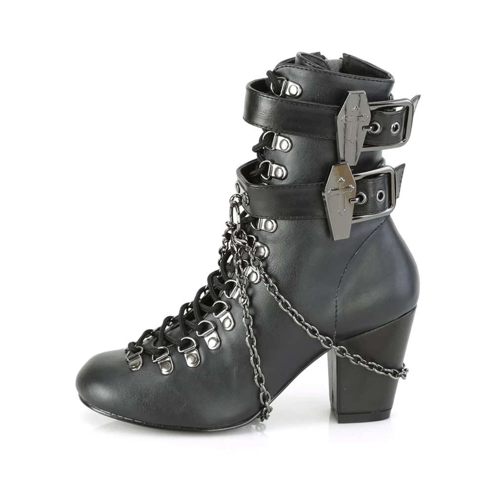 Femme Noir Bottines Demonia Vivika-128 - france HGS-1374786