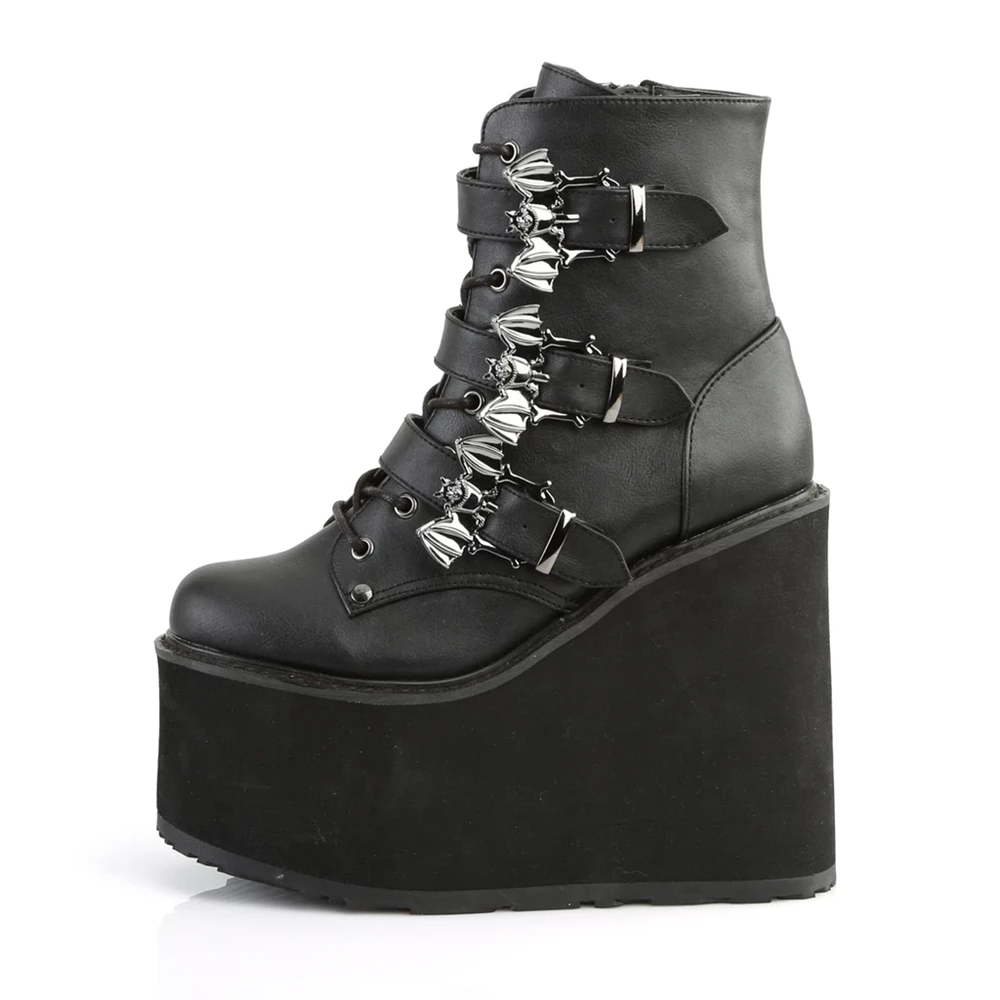 Femme Noir Bottines Demonia Swing-103 - france OQK-3405784