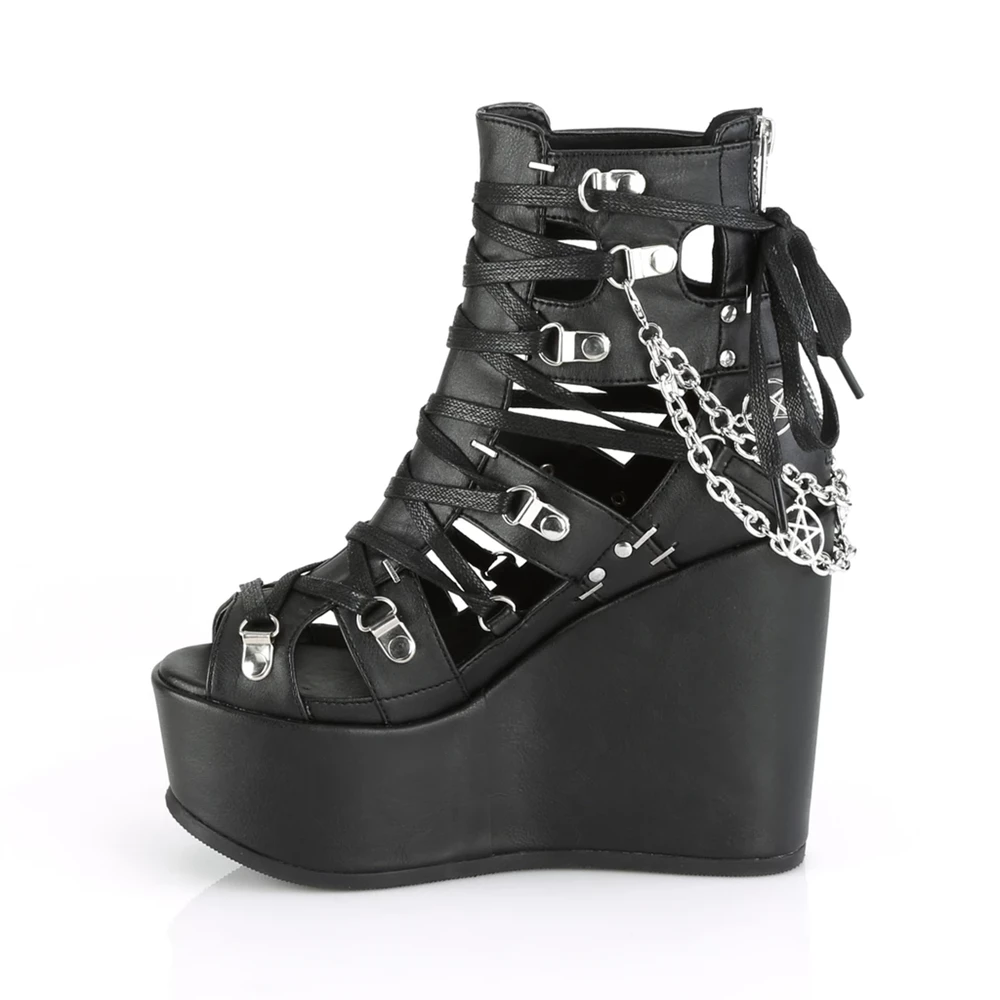 Femme Noir Bottines Demonia Poison-95 - france WKH-2326904