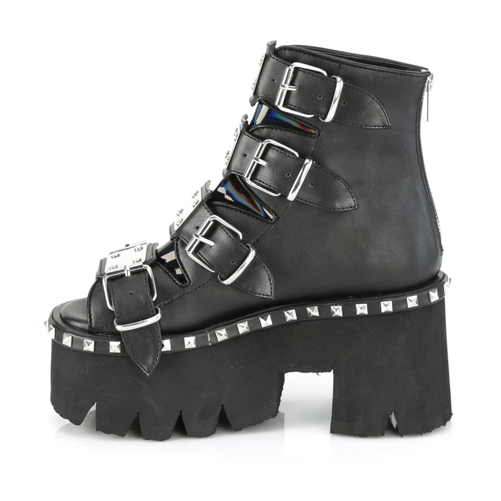 Femme Noir Bottines Demonia Ashes-70 - france XKN-8980990