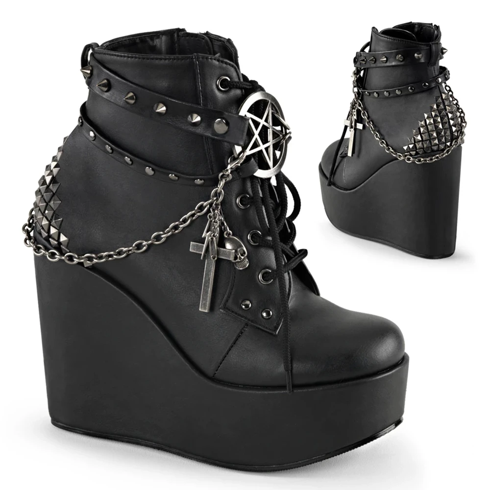 Femme Noir Bottines Demonia Poison-101 - france BWW-1910075