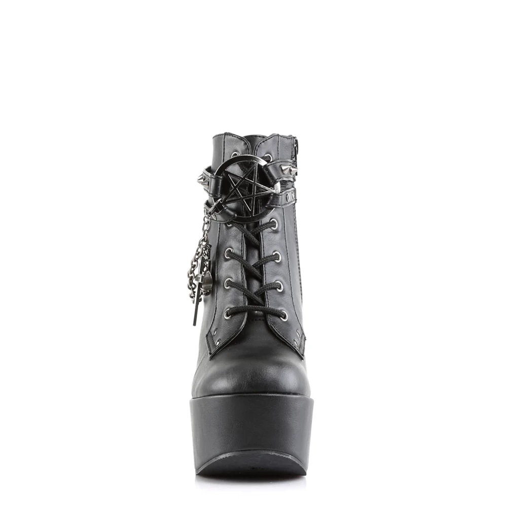 Femme Noir Bottines Demonia Poison-101 - france BWW-1910075