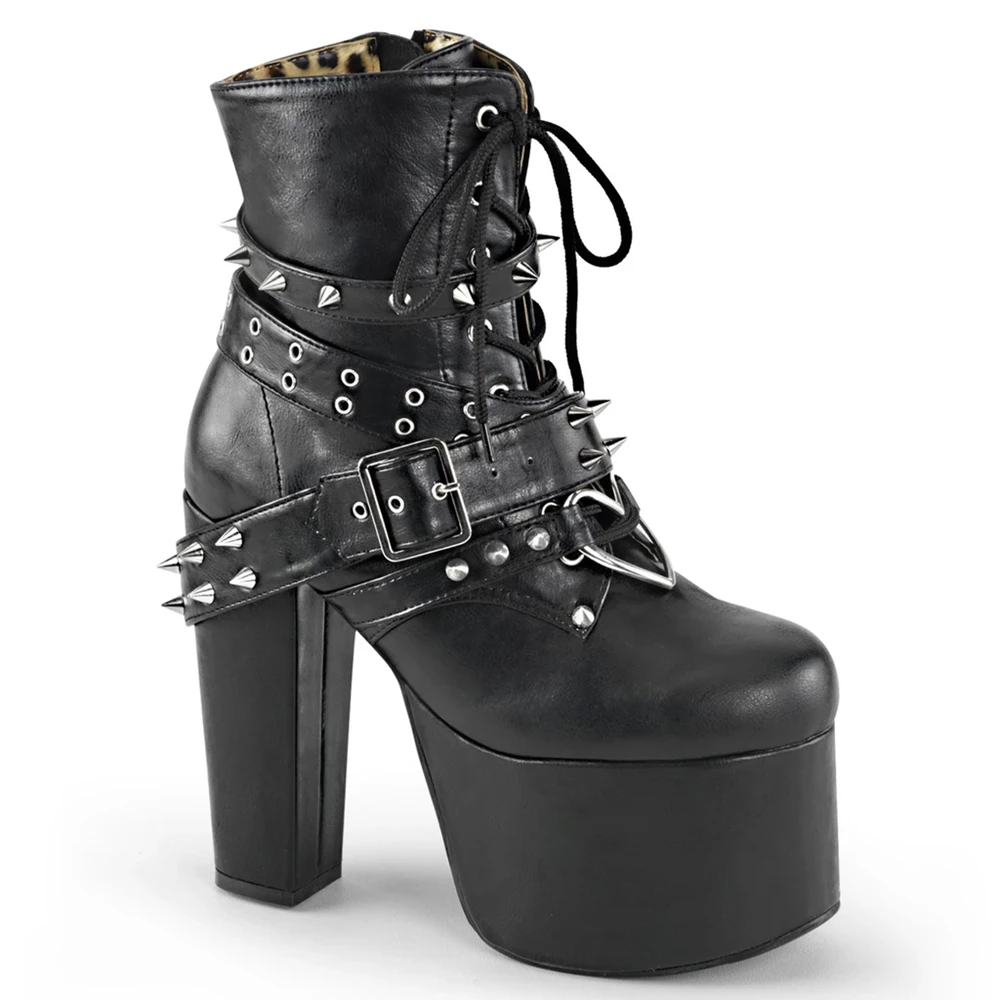 Femme Noir Bottines Demonia Torment-700 - france DEA-0601469