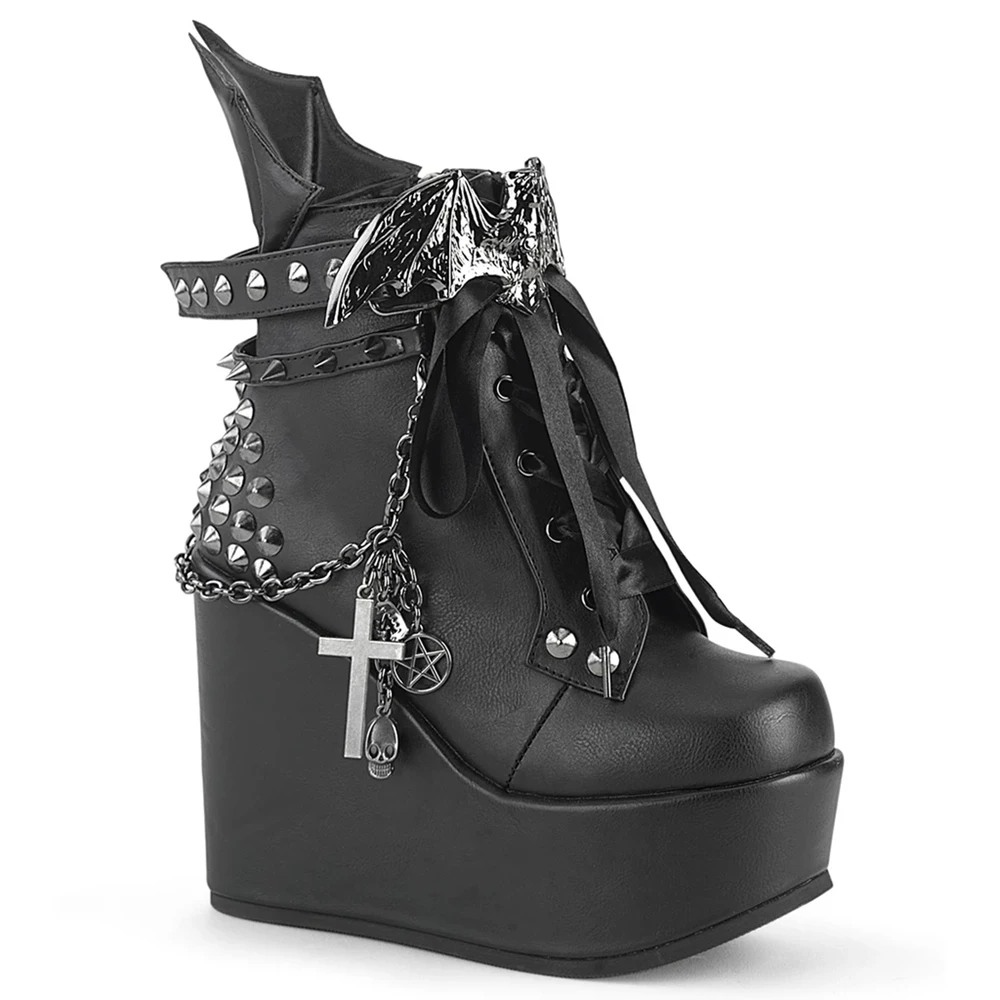 Femme Noir Bottines Demonia Poison-107 - france FEY-6709348