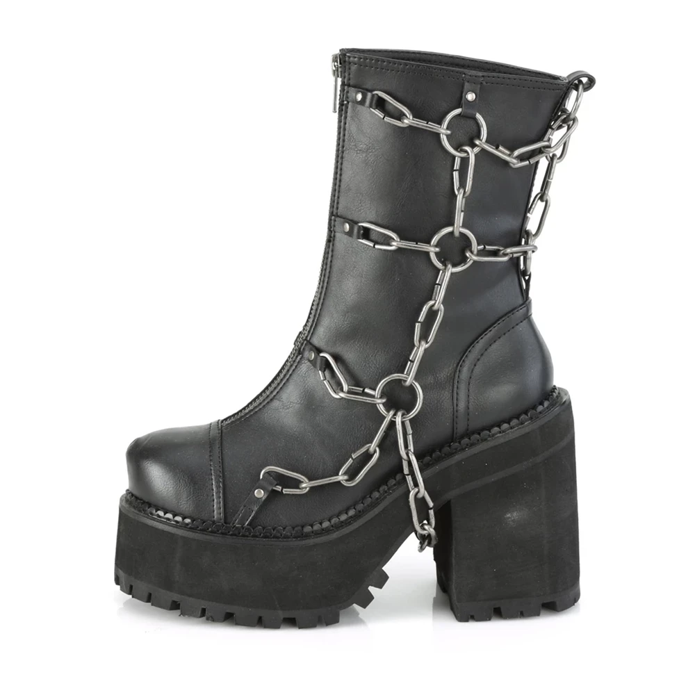 Femme Noir Bottines Demonia Assault-66 - france RZU-5438622