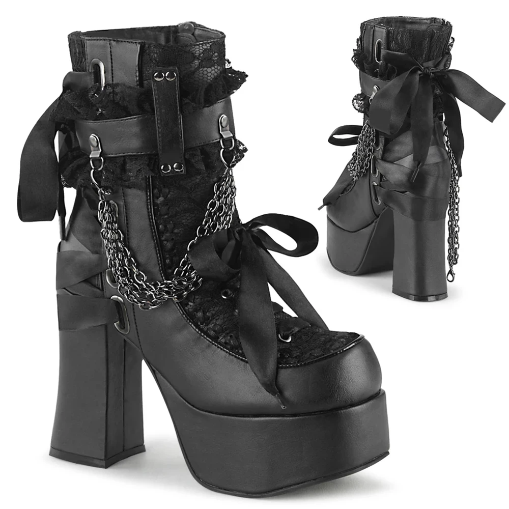 Femme Noir Bottines Demonia Charade-110 - france UBN-9436546