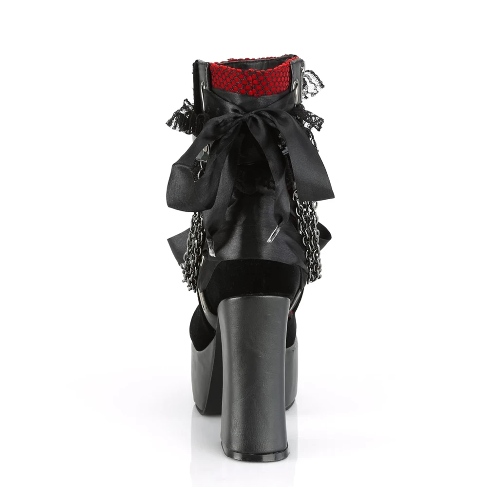 Femme Noir Rouge Bottines Demonia Charade-110 - france UYW-3981883