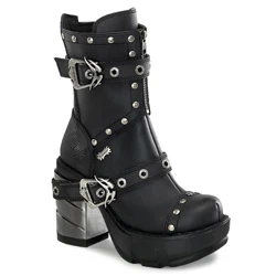 Femme Noir Bottines Demonia Sinister-201 - france IPK-7400658