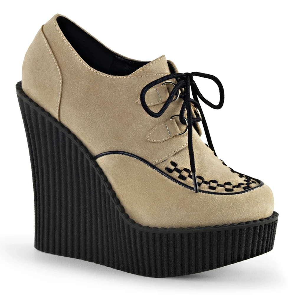 Femme Blanche Chaussures Creepers Demonia Creeper-302 - france FNV-8220687