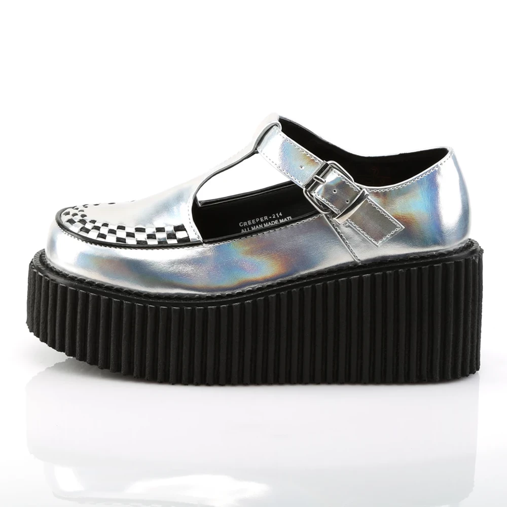 Femme Argent Chaussures Creepers Demonia Creeper-214 - france YQC-0146955