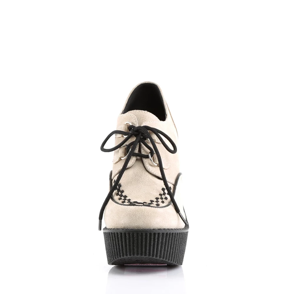 Femme Blanche Chaussures Creepers Demonia Creeper-302 - france FNV-8220687