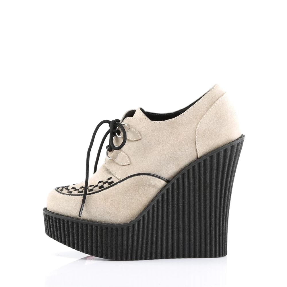 Femme Blanche Chaussures Creepers Demonia Creeper-302 - france FNV-8220687