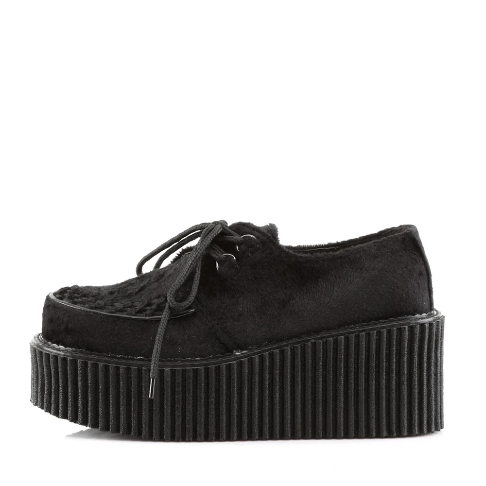 Femme Noir Chaussures Creepers Demonia Creeper-202 - france FRU-9002563