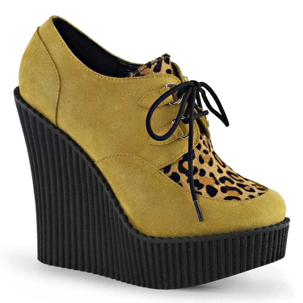 Femme Moutarde Chaussures Creepers Demonia Creeper-304 - france WYF-4920490