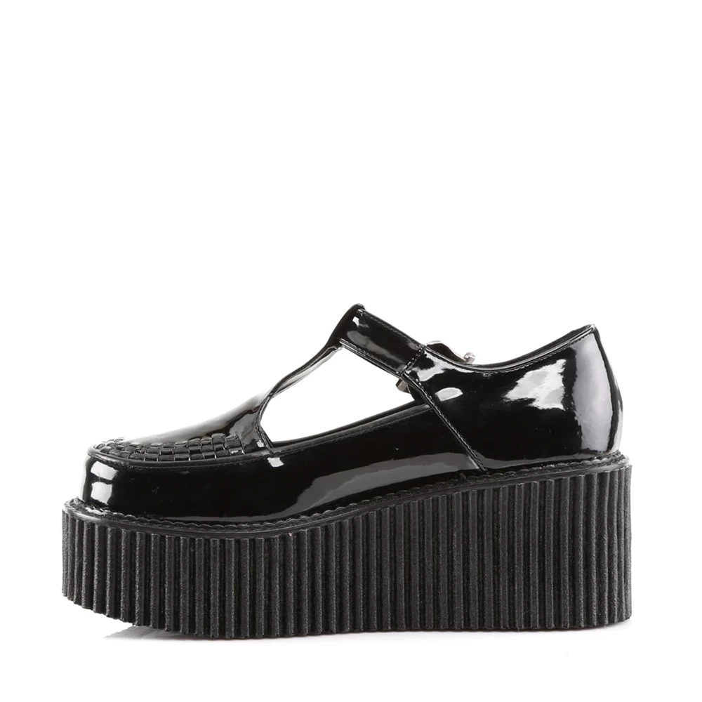 Femme Noir Chaussures Creepers Demonia Creeper-214 - france MOI-8817850