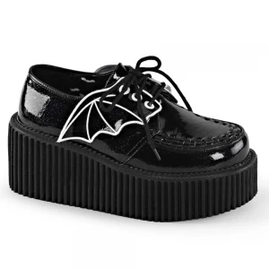 Femme Noir Chaussures Creepers Demonia Creeper-205 - france HAU-0510651