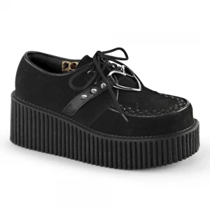 Femme Noir Chaussures Creepers Demonia Creeper-206 - france NAE-8863267