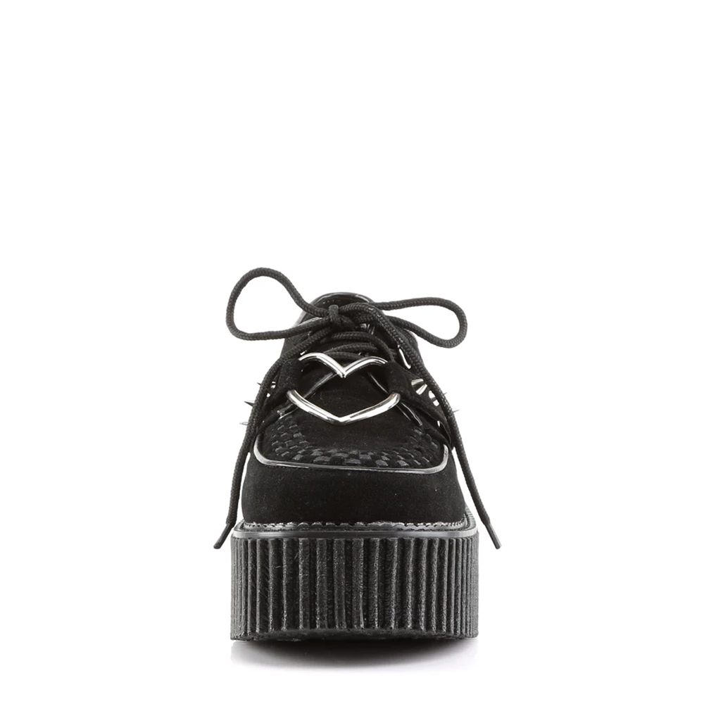 Femme Noir Chaussures Creepers Demonia Creeper-206 - france NAE-8863267