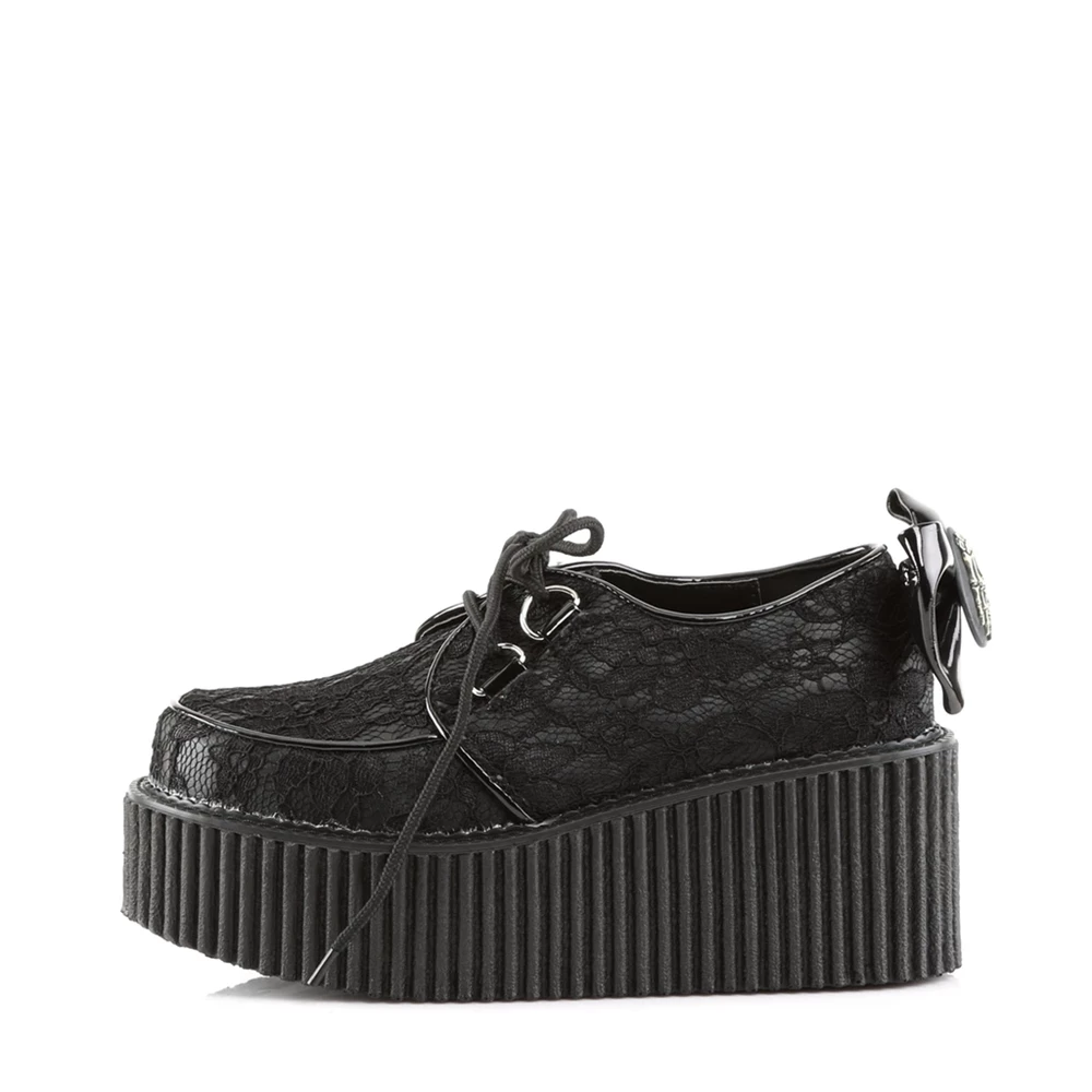 Femme Noir Chaussures Creepers Demonia Creeper-212 - france ZXP-4361601