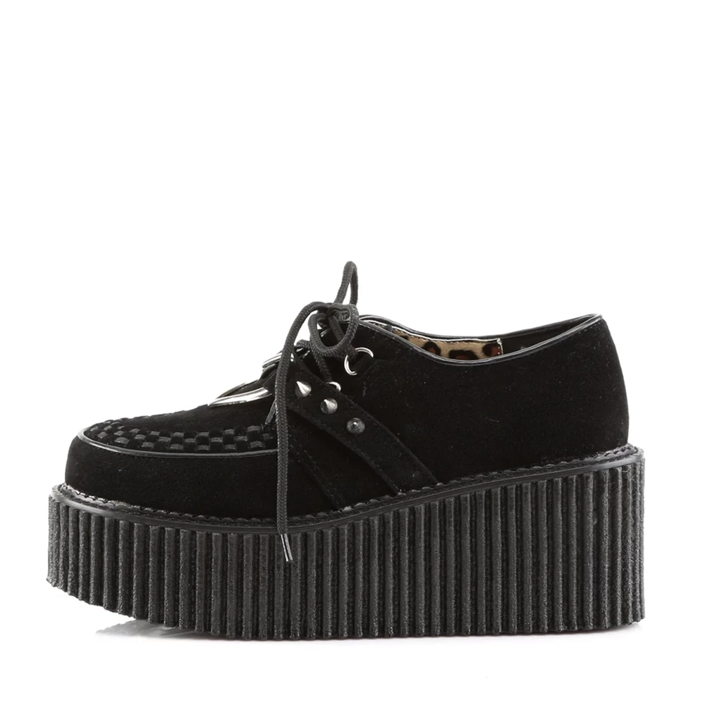 Femme Noir Chaussures Creepers Demonia Creeper-206 - france NAE-8863267