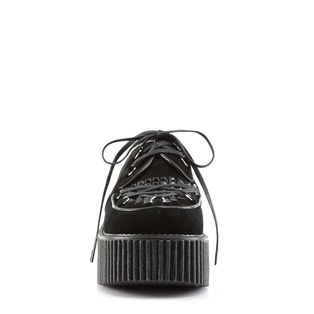 Femme Noir Chaussures Creepers Demonia Creeper-216 - france KVW-0135662