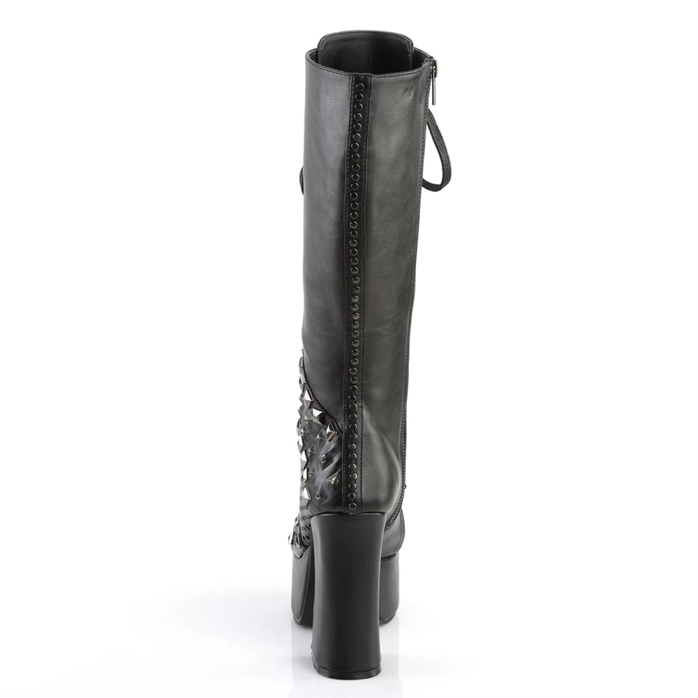 Femme Noir Bottes Hautes Demonia Charade-150 - france WNB-7441066