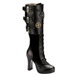 Femme Noir Bottes Hautes Demonia Crypto-302 - france PZM-4015300