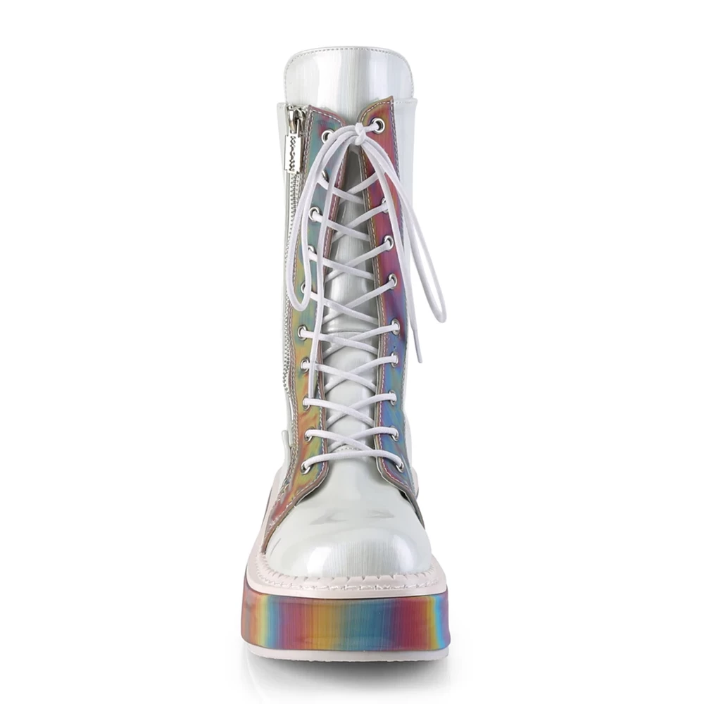 Femme Blanche Multicolore Bottes Hautes Demonia Emily-350 - france GKZ-4630730