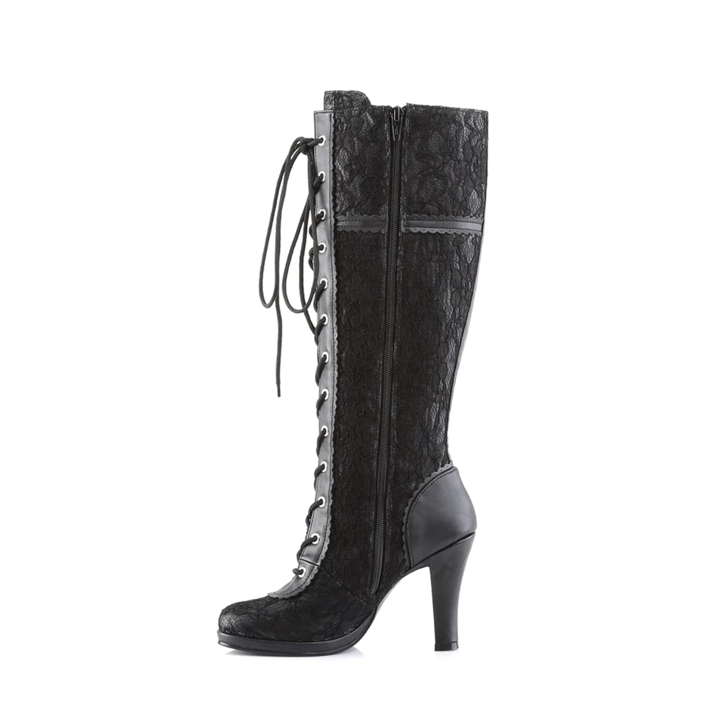 Femme Noir Noir Bottes Hautes Demonia Glam-240 - france LNV-3432797